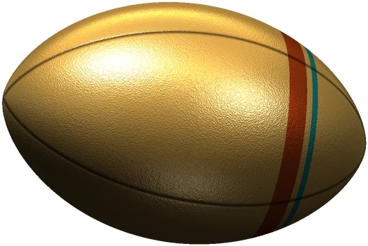 Ballon de rugby doré posé sur le socle